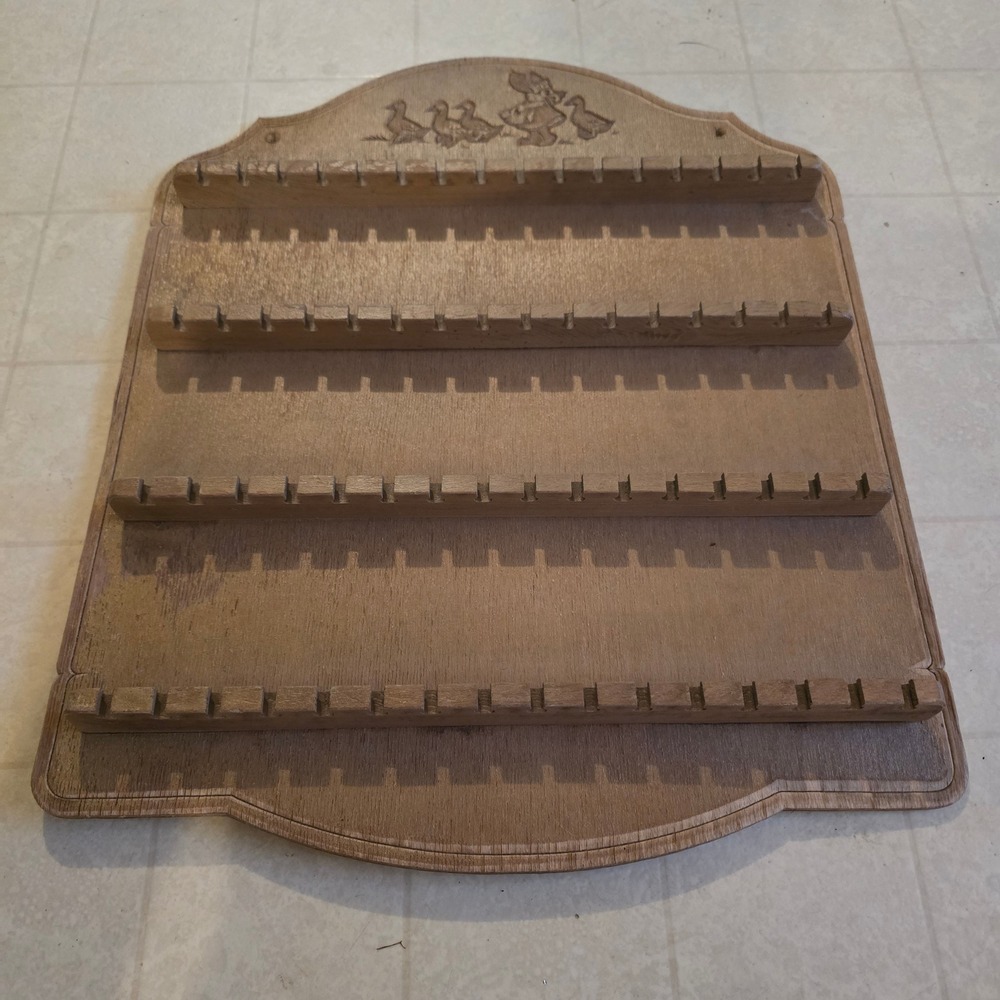 Unbranded Spoon Rack OS Wall Display Unisex Brown Country Etched Girl Geese Wood